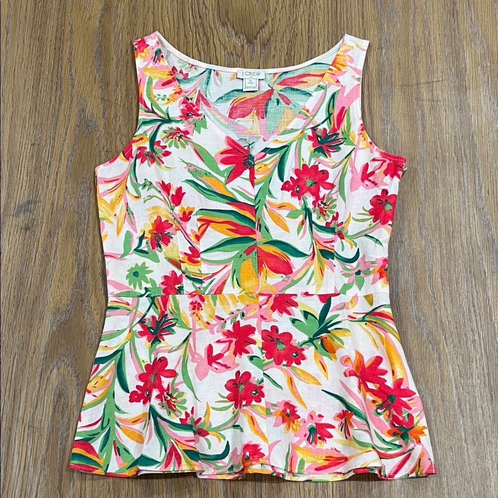 J. Crew Multicolor Floral Sleeveless Blouse